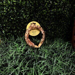 Gold Knotted Sequin Headband - Sparkle Padded Hair Accessory